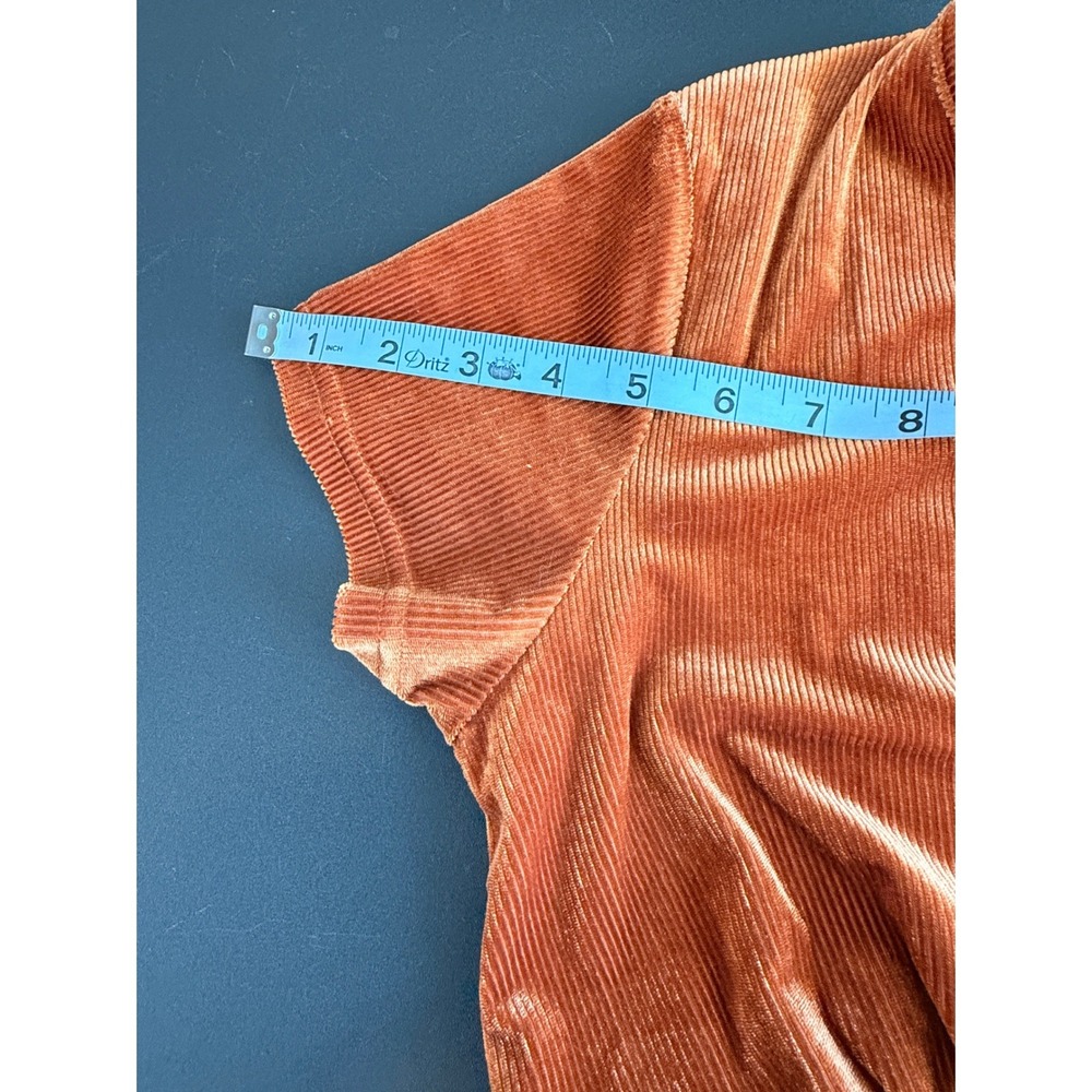Women's Maxi Dress Velvet Short Sleeve Copper V-Neck Formal Event Holiday Large - Picture 10 of 13